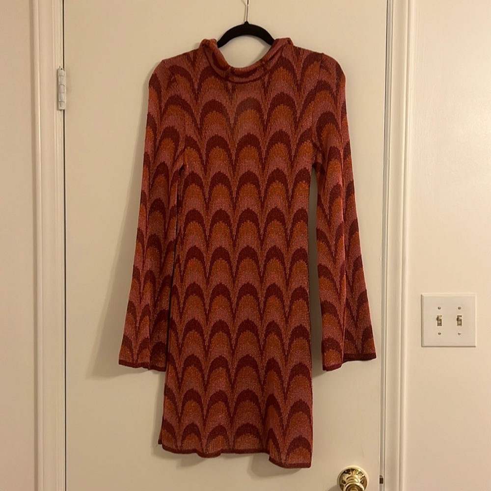Rust metallic mini dress